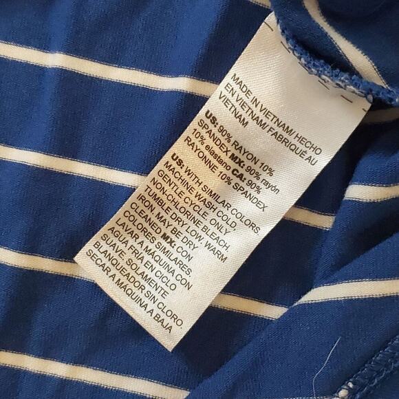 Chico's Blue & White Spliced-Stripe A-Line Dress, Chico's Size 0 - US Small 4/6 - Picture 3 of 7